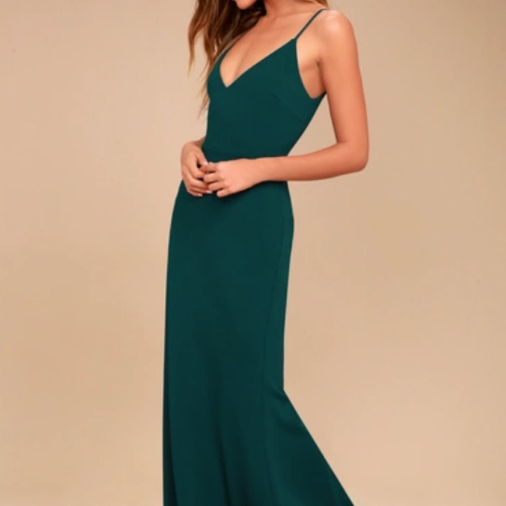Lulu's Infinite Glory Forest Green Maxi Dress - Sm